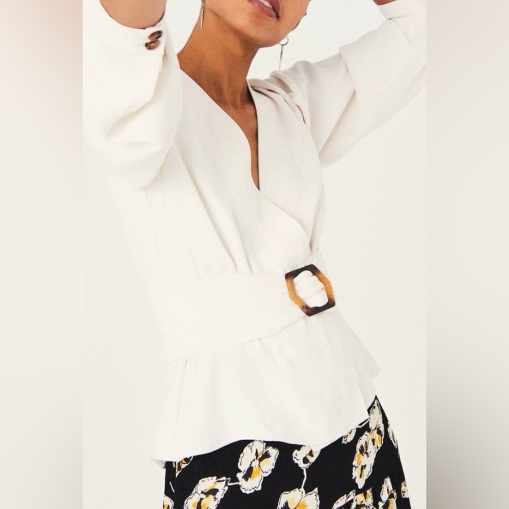 ba&sh Cream Wrap Blouse